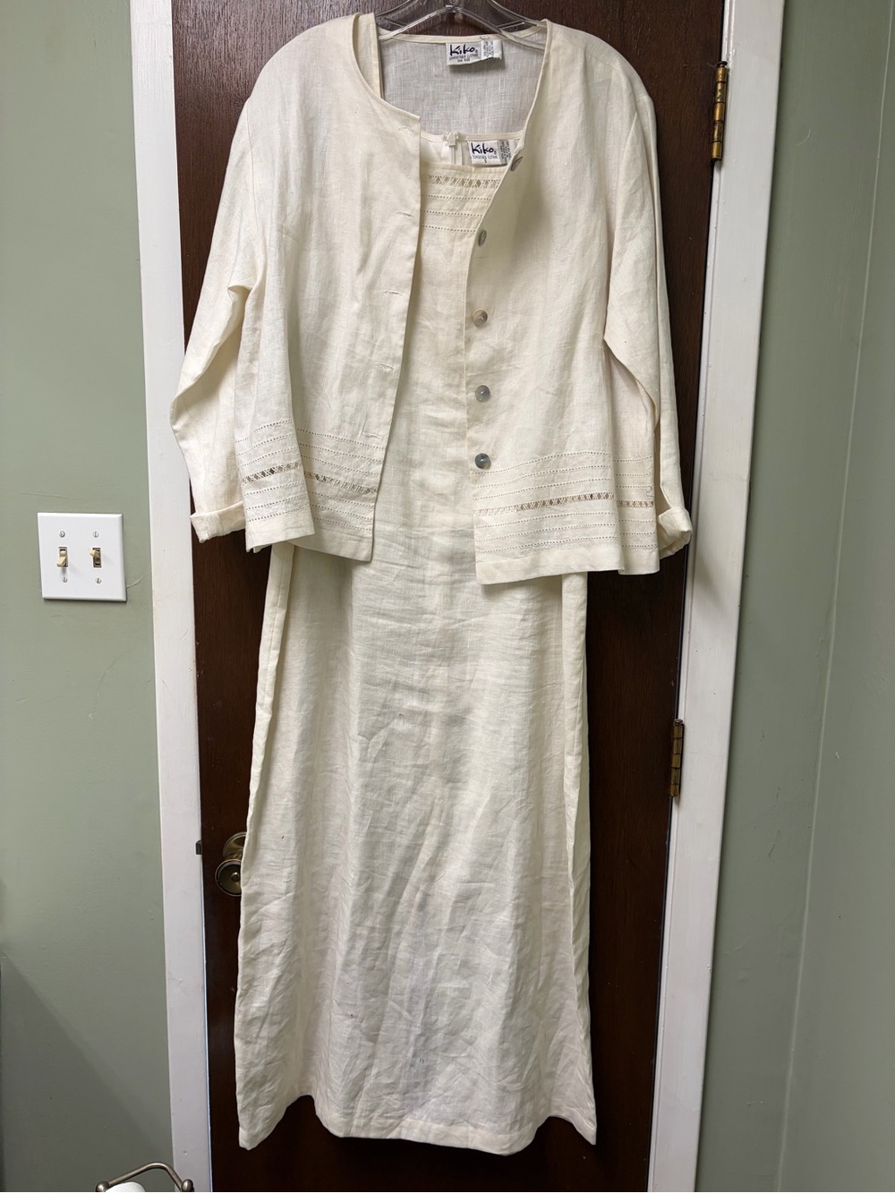 Kiko Cream Linen Maxi Dress with Matching Jacket